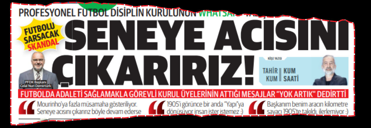 Türkiye Gazetesi'nin haberi futbol dünyasını sarstı! İstifalarını verdiler TÜRKİYE, TÜRKİYE GAZETESİ'Nİ KONUŞTU: Gazetemizin Profesyonel Disiplin Kurulu Üyelerinin WhatsApp yazışmalarıyla ilgili yazarımız Tahir Kum’un yazısı dün spor medyasının bir numaralı konusuydu. Sosyal medyada büyük yankıgetiren haber, TFF’ye olağanüstü toplantı yaptırırken, Fenerbahçe Kulübü de açıklamayla hesap sordu.