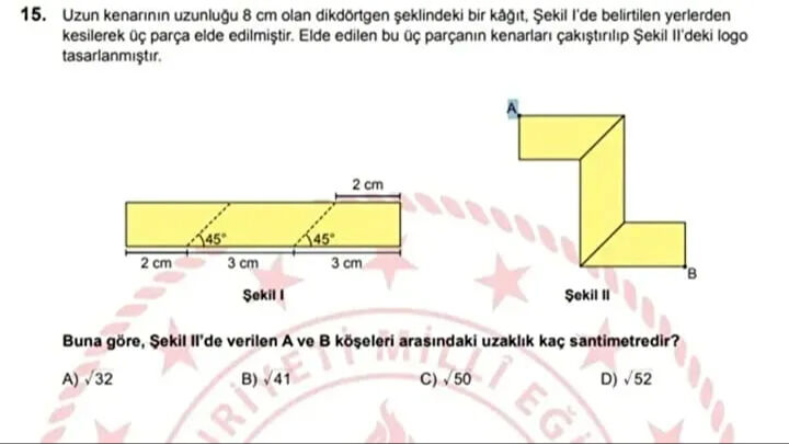 LGS Matematik 15. soru iptal olacak mı? Pisagor sorusuna itiraz geldi - 1. Resim