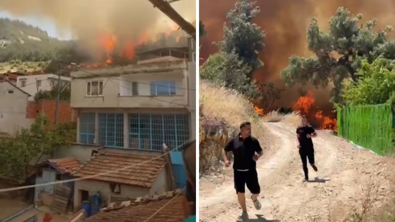 Bursa'da orman yangını! Alevler evlere sıçradı... Gözyaşları içinde tahliye edildiler - 1. Resim