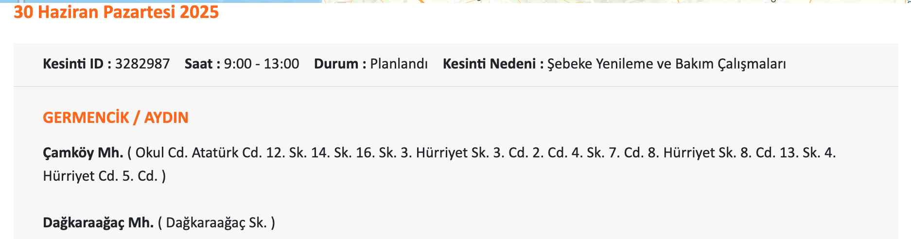 ADM Elektrik duyurdu, Aydın'da elektrikler ne zaman gelecek? 29-30 Haziran Didim Elektrik kesintisi sorgulama! - 7. Resim
