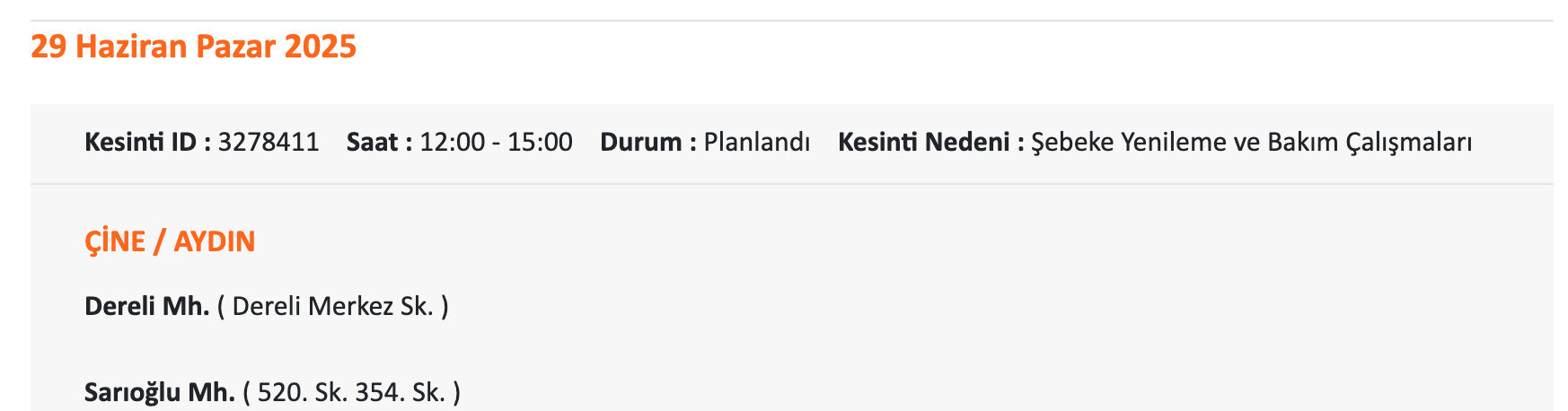 ADM Elektrik duyurdu, Aydın'da elektrikler ne zaman gelecek? 29-30 Haziran Didim Elektrik kesintisi sorgulama! - 3. Resim
