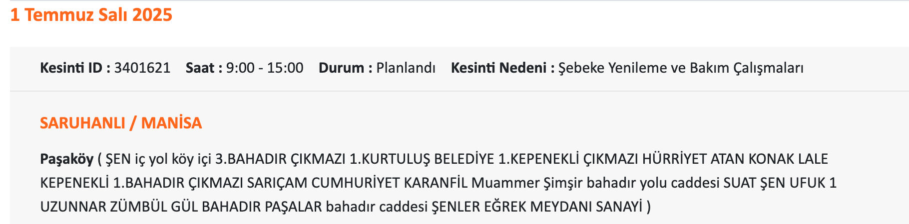 Akhisar, Alaşehir, Demirci elektrik kesintisi sorgulama: 1- 2 Temmuz 2025 Manisa'nın hangi ilçelerinde elektrikler kesilecek? - 12. Resim