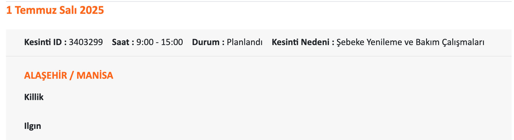 Akhisar, Alaşehir, Demirci elektrik kesintisi sorgulama: 1- 2 Temmuz 2025 Manisa'nın hangi ilçelerinde elektrikler kesilecek? - 6. Resim