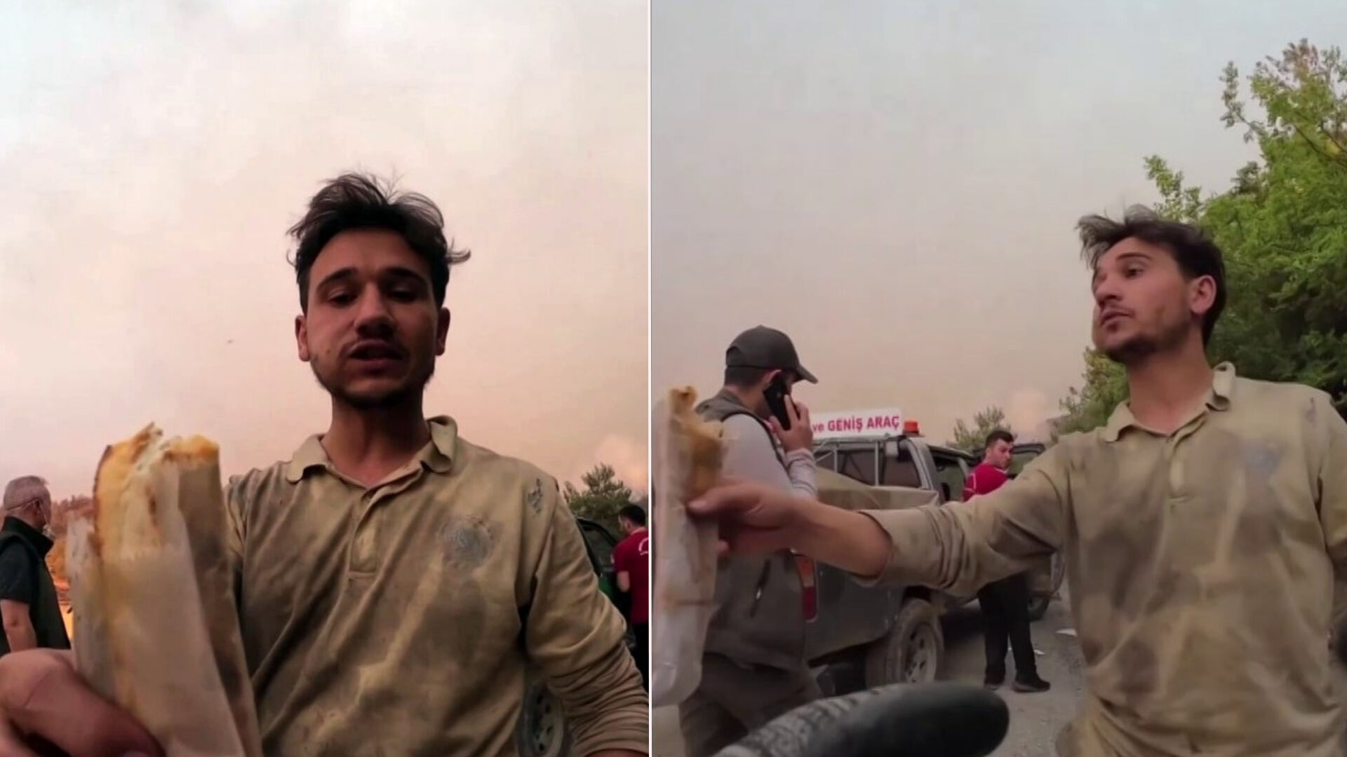 İşçilerden alevlerin arasında insanlık dersi! İsler içerisinde yaptıklarıyla gönülleri fethettiler - 1. Resim