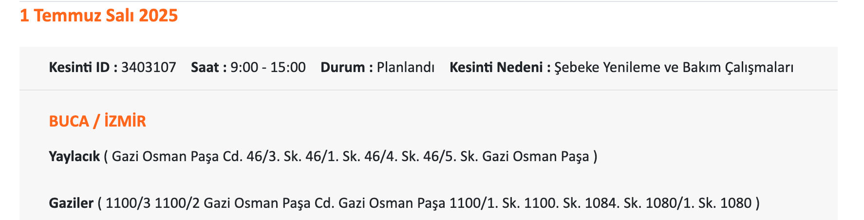 İzmir Gdz Elektrik elektrik saat verdi! 1-2 Temmuz 2025 İzmir'de elektrikler ne zaman kesilecek? - 8. Resim