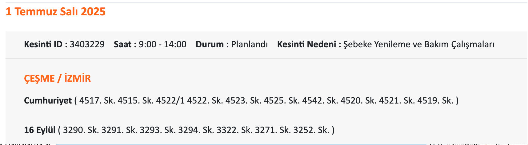 İzmir Gdz Elektrik elektrik saat verdi! 1-2 Temmuz 2025 İzmir'de elektrikler ne zaman kesilecek? - 9. Resim