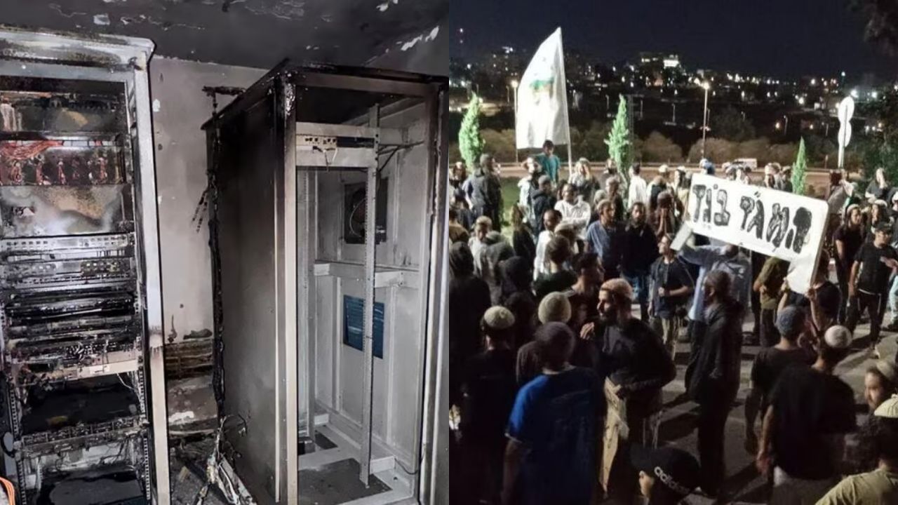 Yerleşimciler Tel Aviv'de askeri üssü ateşe verdi! Yerleşimciler Tel Aviv'de askeri üssü ateşe verdi!