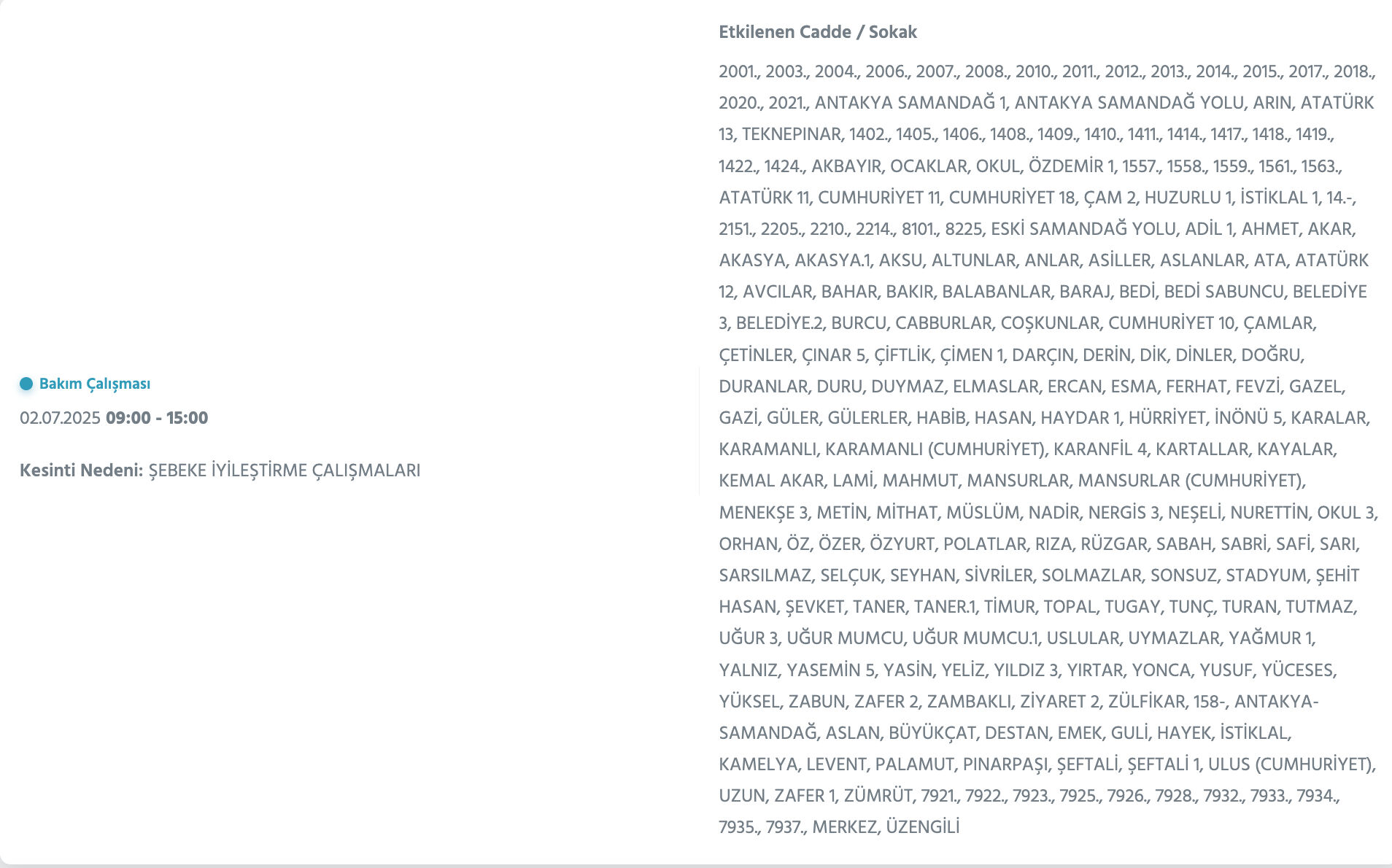 2 Temmuz 2025 Hatay elektrik kesintisi sorgulama: Hatay'ın Antakya ve Arsuz ilçelerinde elektrik kesintisi var mı? - 7. Resim