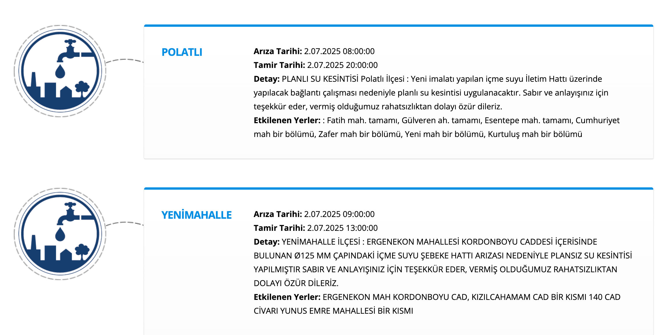Ankara'nın Yenimahalle, Çankaya ve Pursaklar ilçelerinde sular ne zaman gelecek? 2 Temmuz 2025 ASKİ su kesinti listesini paylaştı - 4. Resim