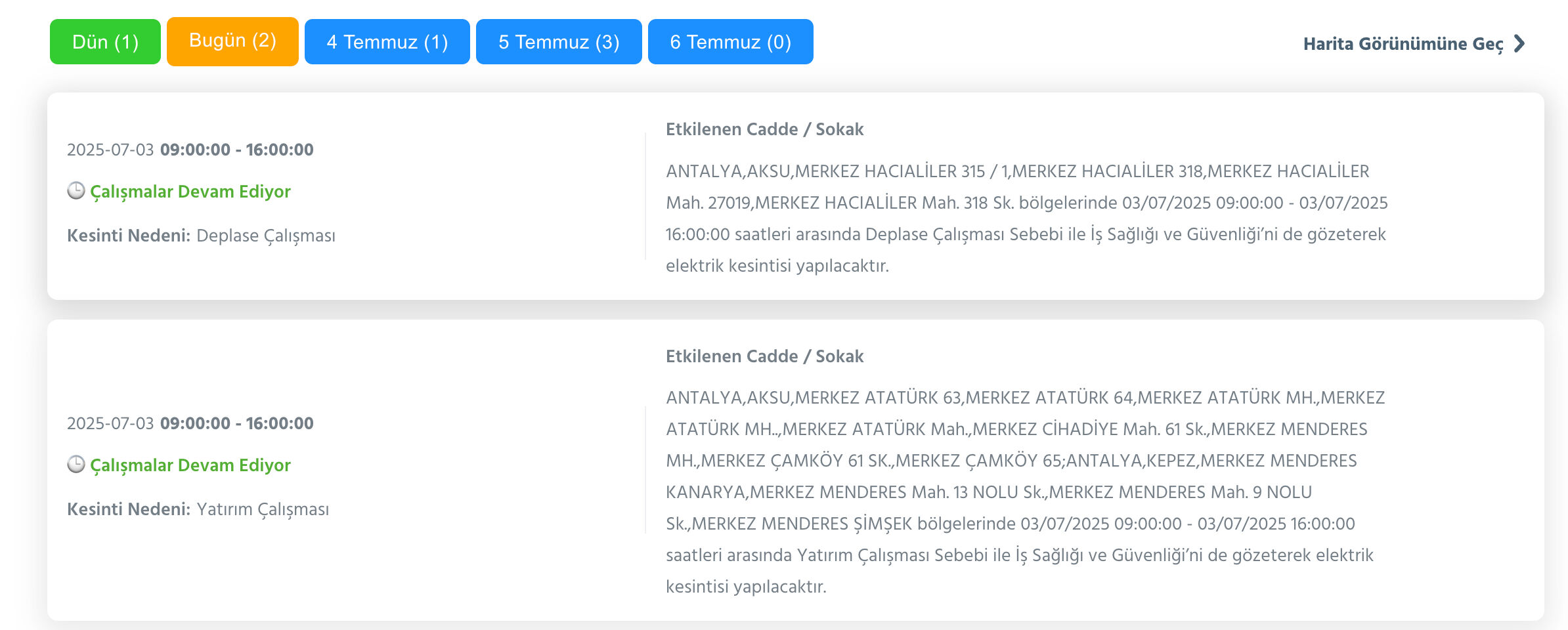 3-4 Temmuz Antalya planlı elektrik kesintisi sorgulama! Antalya'nın Aksu, Alanya, Manavgat, Serik ilçelerinde elektrikler ne zaman gelecek? - 2. Resim