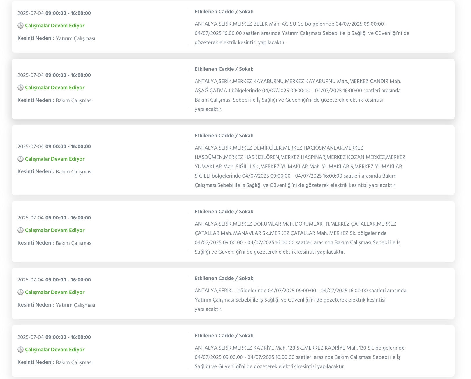 3-4 Temmuz Antalya planlı elektrik kesintisi sorgulama! Antalya'nın Aksu, Alanya, Manavgat, Serik ilçelerinde elektrikler ne zaman gelecek? - 11. Resim