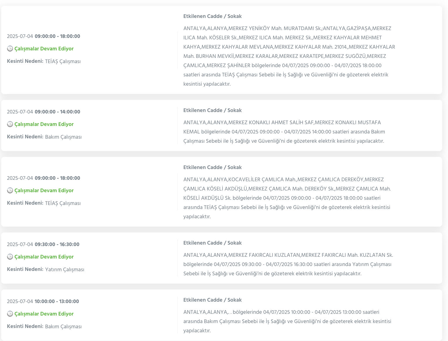 3-4 Temmuz Antalya planlı elektrik kesintisi sorgulama! Antalya'nın Aksu, Alanya, Manavgat, Serik ilçelerinde elektrikler ne zaman gelecek? - 9. Resim