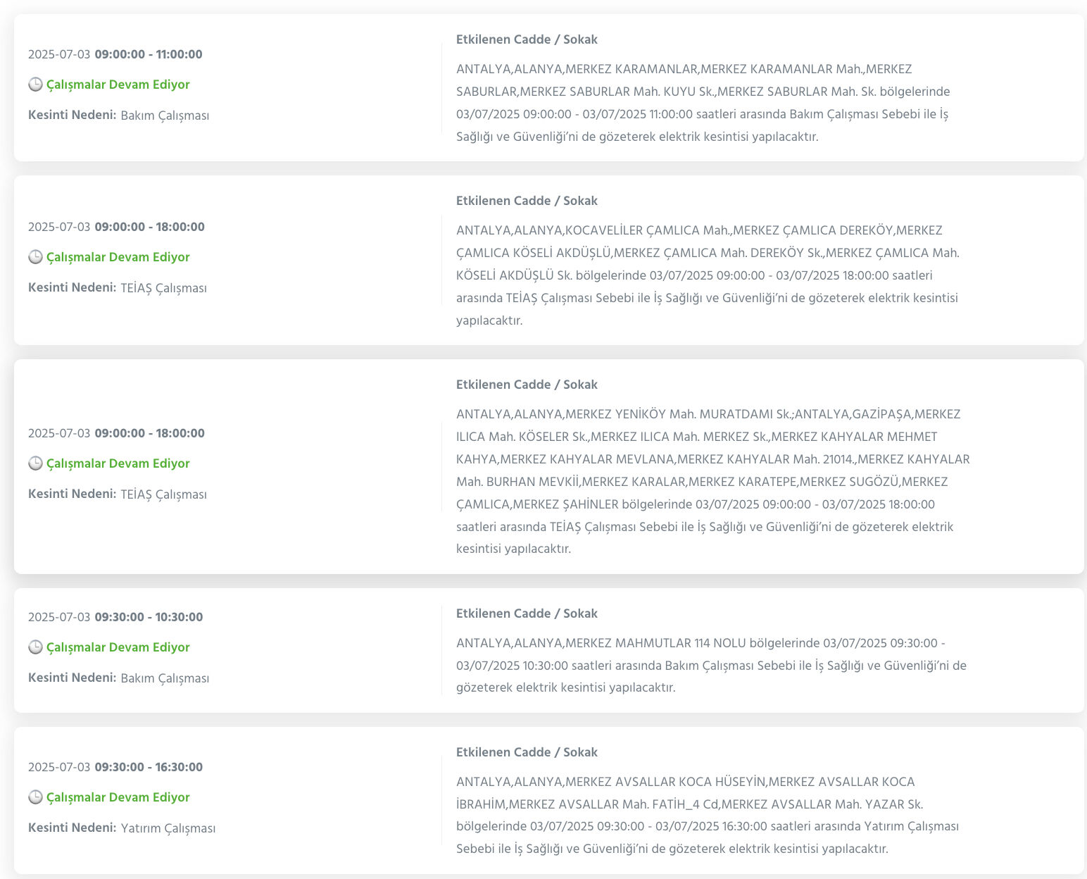 3-4 Temmuz Antalya planlı elektrik kesintisi sorgulama! Antalya'nın Aksu, Alanya, Manavgat, Serik ilçelerinde elektrikler ne zaman gelecek? - 8. Resim