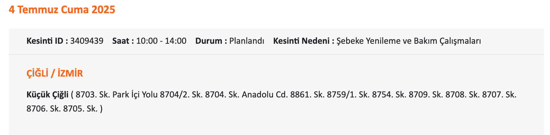 3-4 Temmuz İzmir'de elektrik kesintisi sorgulama! Çeşme, Çiğli, Ödemiş, Bornova ve Konak'ta elektrikler ne zaman gelecek? - 4. Resim
