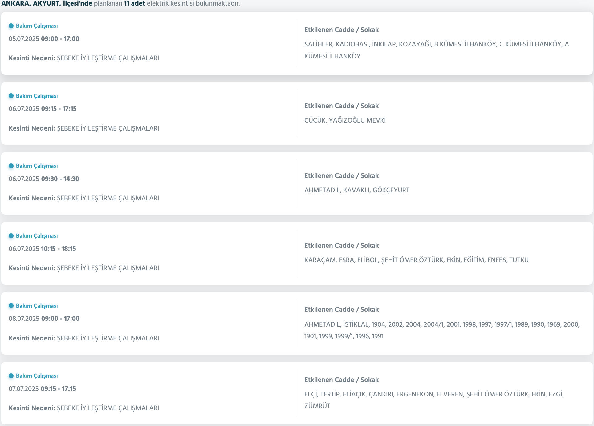 5-6 Temmuz Ankara elektrik kesintisi sorgulama: Ankara'nın Akyurt, Ayaş, Bala, Çankaya, Çubuk, Elmadağ, Etimesgut ilçelerinde elektrikler ne zaman gelecek? - 2. Resim
