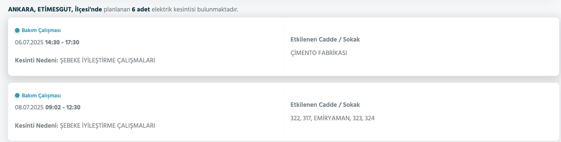 5-6 Temmuz Ankara elektrik kesintisi sorgulama: Ankara'nın Akyurt, Ayaş, Bala, Çankaya, Çubuk, Elmadağ, Etimesgut ilçelerinde elektrikler ne zaman gelecek? - 9. Resim