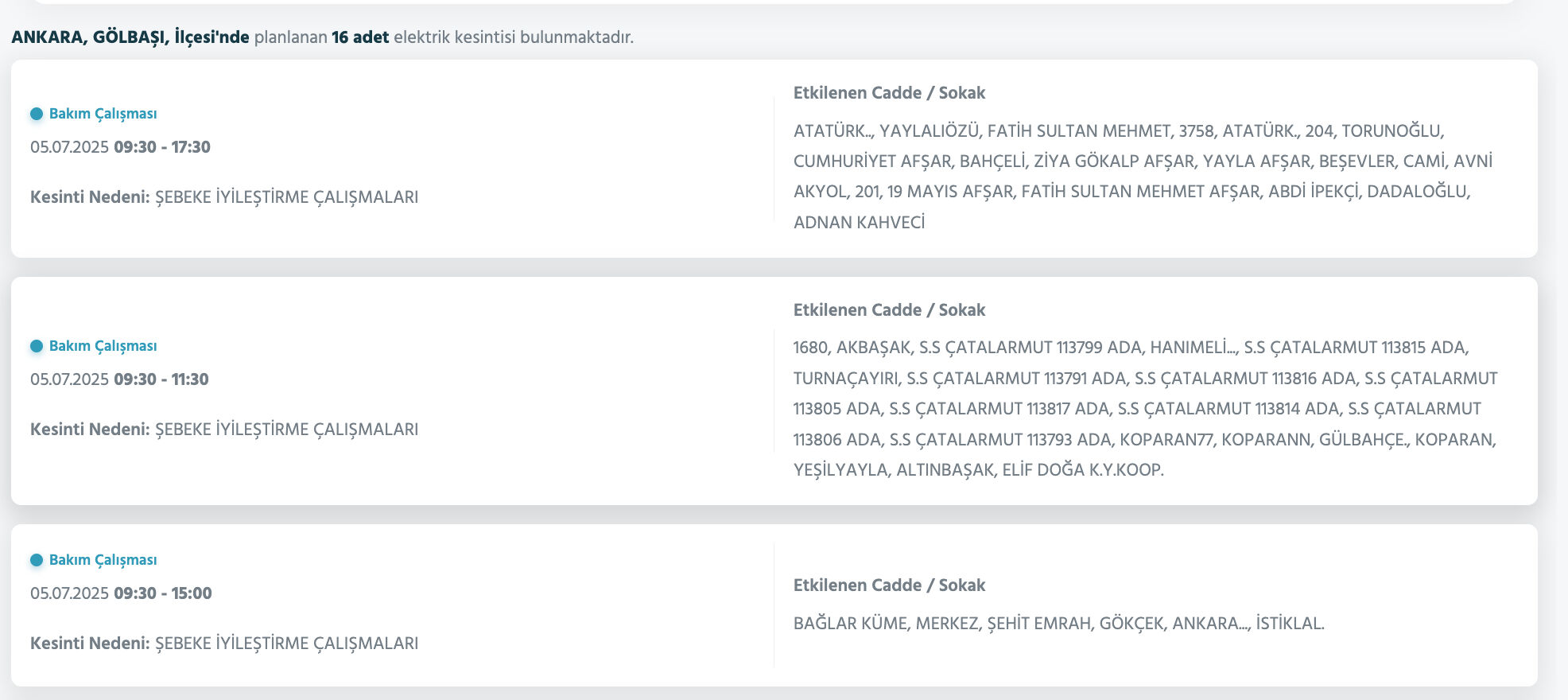 5-6 Temmuz Ankara elektrik kesintisi sorgulama: Ankara'nın Akyurt, Ayaş, Bala, Çankaya, Çubuk, Elmadağ, Etimesgut ilçelerinde elektrikler ne zaman gelecek? - 10. Resim