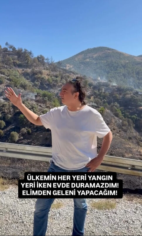 Şarkıcı Çelik yangın bölgesinde: 