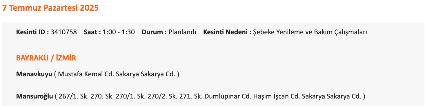 Gediz Elektrik duyurdu, İzmir geneli elektrik kesintisi sorgulama! 5-6-7 Temmuz İzmir'de elektrikler ne zaman gelecek? - 14. Resim
