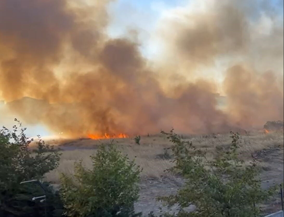 İstanbul'da otluk alanda yangın! Beylikdüzü'nde panik anlar, alevler havadan görüntülendi - 1. Resim