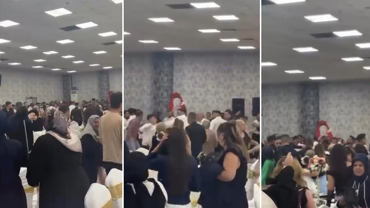 Gelin ve damadın yakınları oyun havası y&uuml;z&uuml;nden birbirine girdi! Salona &ccedil;evik kuvvet girdi: 25 g&ouml;zaltı - 1. Resim