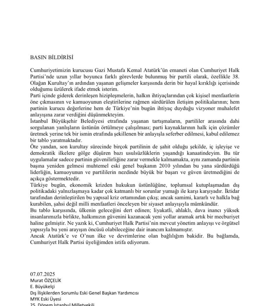 Murat Özçelik CHP'den neden istifa etti? Cumhuriyet Halk Partisi eski Genel Başkan Yardımcısı partideki sorunları eleştirdi - 2. Resim