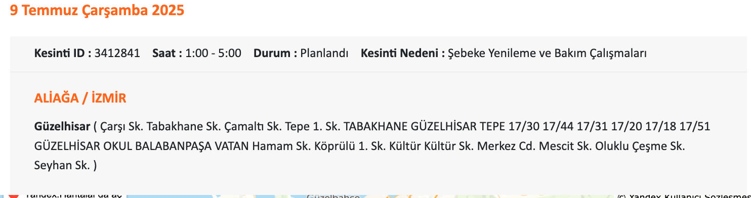 8-9 Temmuz İzmir elektrik kesintisi listesi! Aliağa, Balçova, Bayındır, Bornova, Seferhisar, Ödemiş'te elektrikler ne zaman gelecek? - 3. Resim