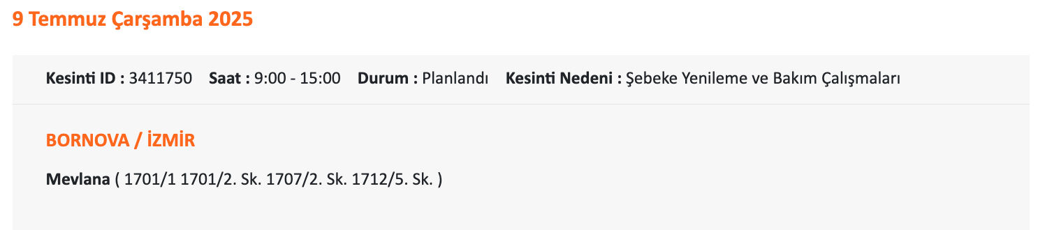 8-9 Temmuz İzmir elektrik kesintisi listesi! Aliağa, Balçova, Bayındır, Bornova, Seferhisar, Ödemiş'te elektrikler ne zaman gelecek? - 7. Resim