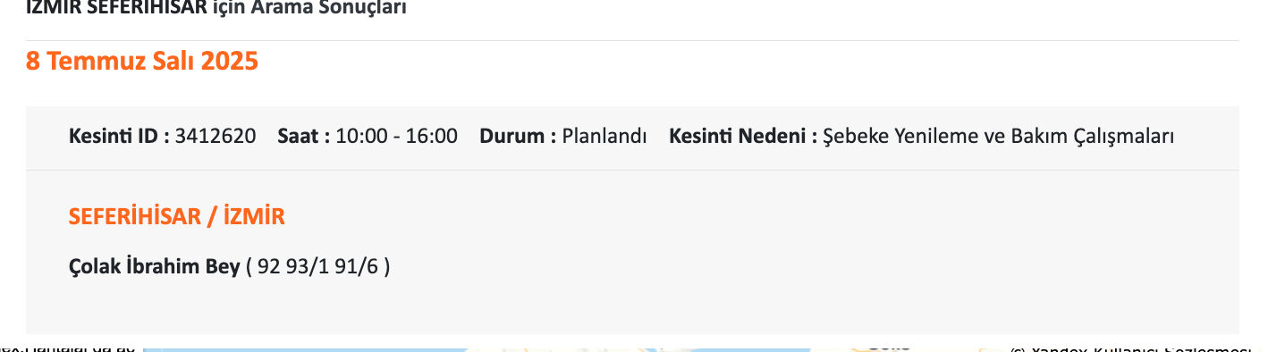 8-9 Temmuz İzmir elektrik kesintisi listesi! Aliağa, Balçova, Bayındır, Bornova, Seferhisar, Ödemiş'te elektrikler ne zaman gelecek? - 14. Resim
