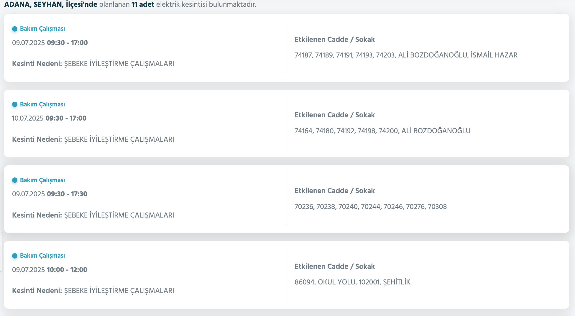 9-10 Temmuz Adana elektrik kesintisi sorgulama: Seyhan, Çukurova, Yüreğir, Sarıçam, Karaisalı, Ceyhan'da elektrikler ne zaman gelecek? - 9. Resim