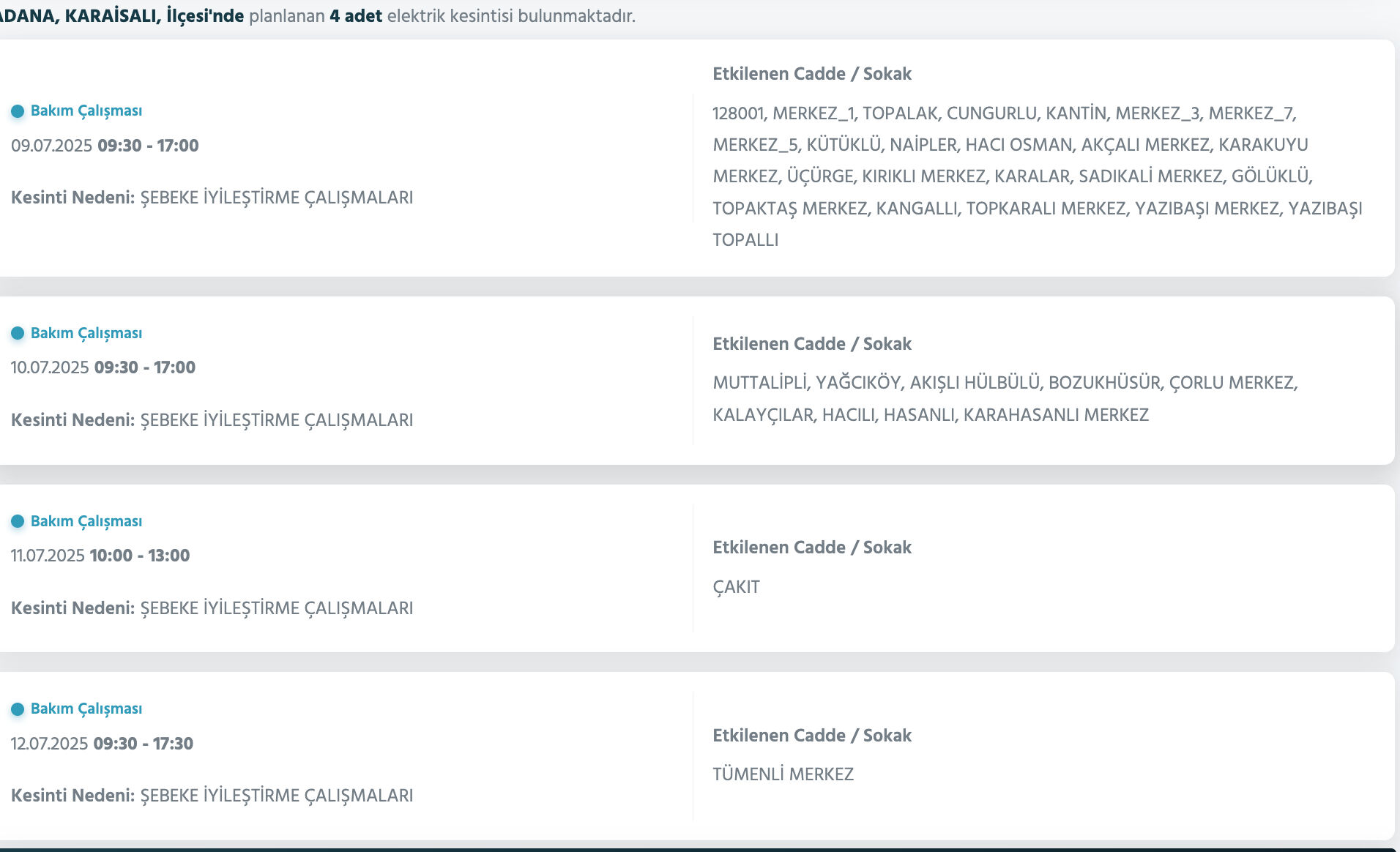 9-10 Temmuz Adana elektrik kesintisi sorgulama: Seyhan, Çukurova, Yüreğir, Sarıçam, Karaisalı, Ceyhan'da elektrikler ne zaman gelecek? - 7. Resim