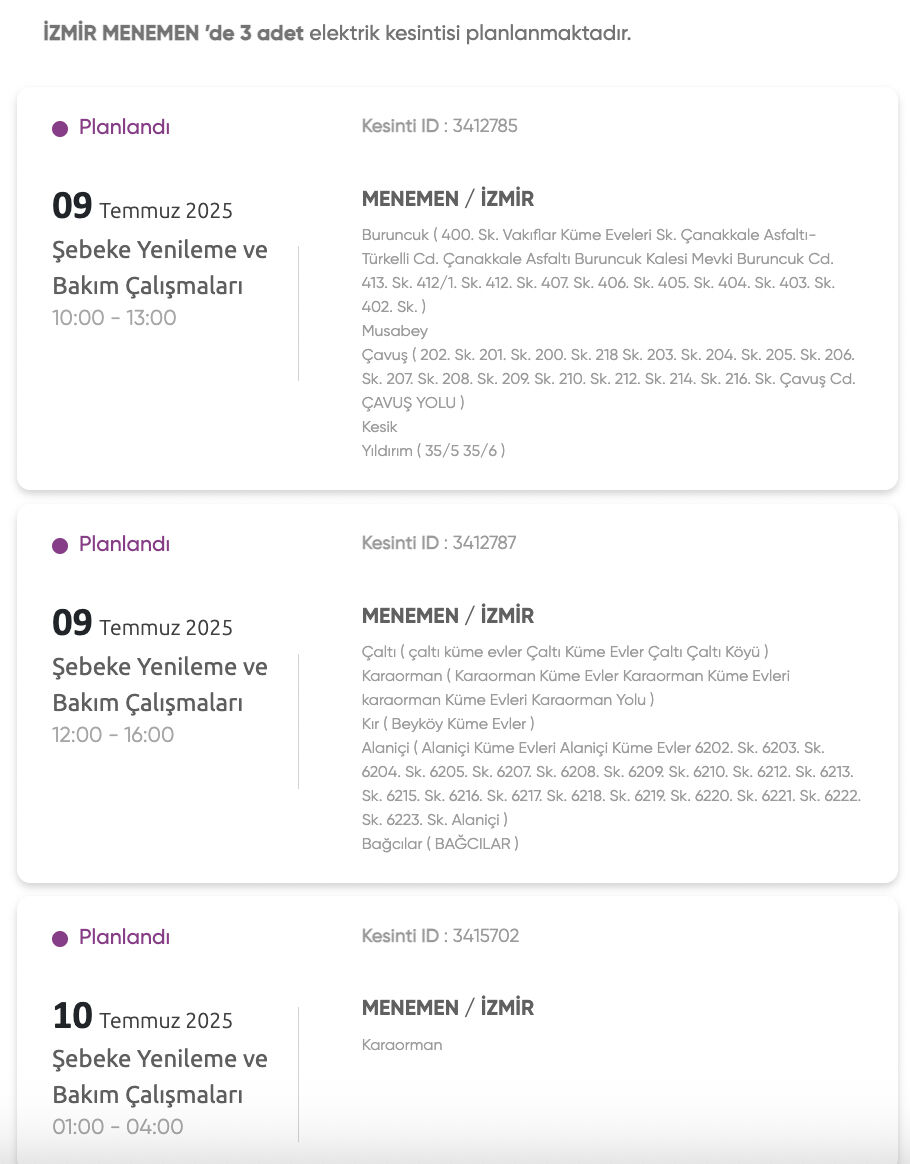 İzmir elektrikler ne zaman gelecek? Gediz planlı kesinti sorgulama 8-9-10 Temmuz - 4. Resim