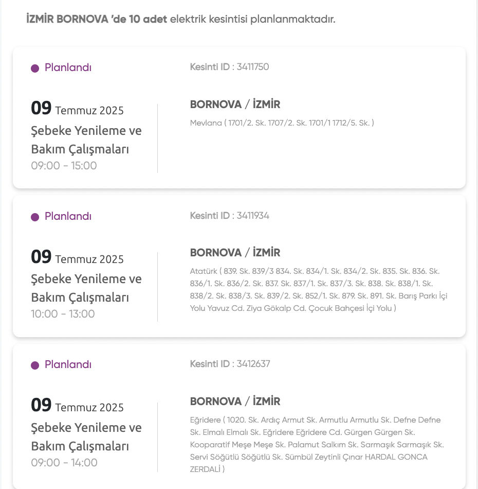 İzmir elektrikler ne zaman gelecek? Gediz planlı kesinti sorgulama 8-9-10 Temmuz - 2. Resim