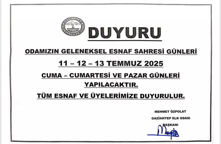 Esnaf sahresi ne zaman? 2025 Gaziantep esnaf sahresi tarihleri açıklandı - 1. Resim