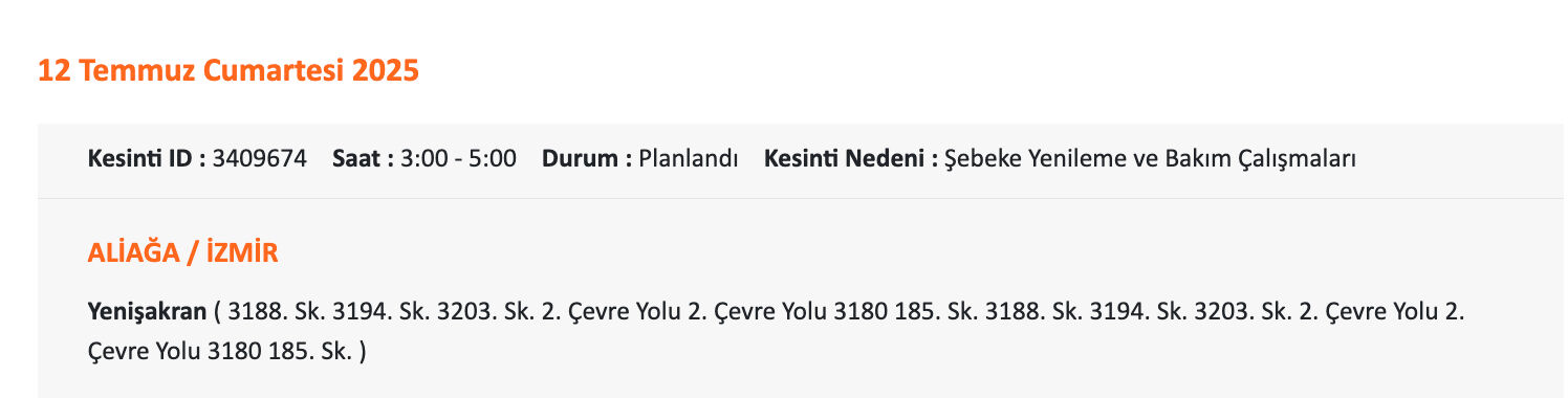 Gediz Elektrik'ten İzmirlilere uyarı: 11-12 Temmuz'da İzmir'in hangi ilçelerinde elektrik olmayacak? - 6. Resim