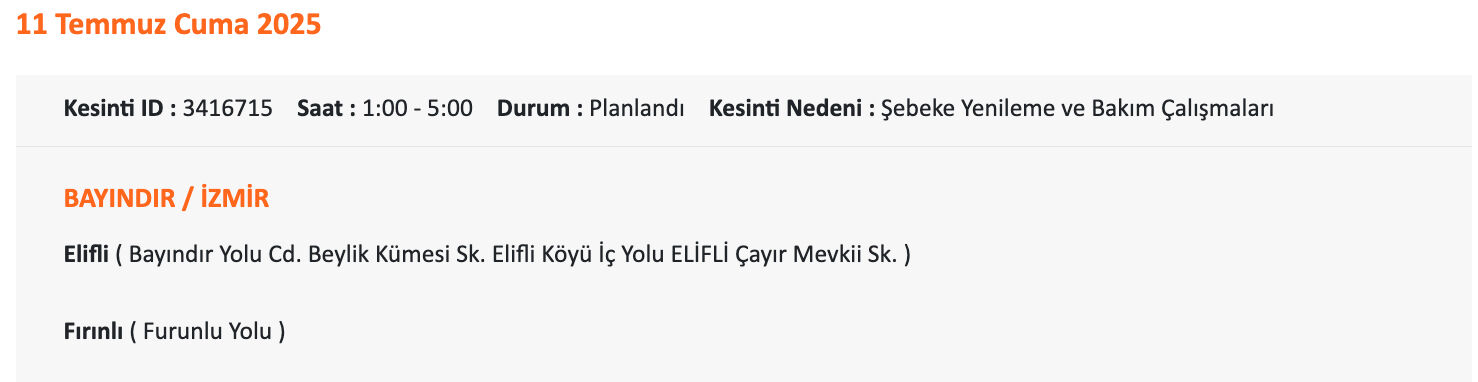 Gediz Elektrik'ten İzmirlilere uyarı: 11-12 Temmuz'da İzmir'in hangi ilçelerinde elektrik olmayacak? - 9. Resim