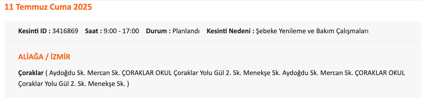 Gediz Elektrik'ten İzmirlilere uyarı: 11-12 Temmuz'da İzmir'in hangi ilçelerinde elektrik olmayacak? - 3. Resim