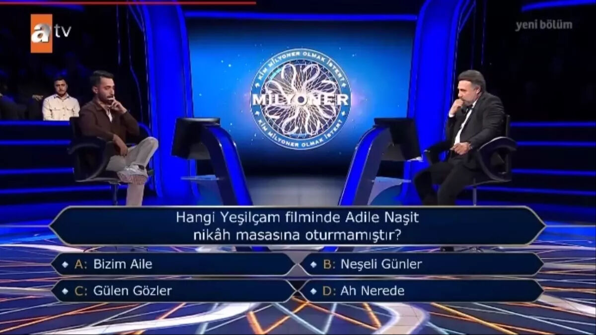 Kim Milyoner Olmak İster'de gündem olan soru: Hangi Yeşilçam filminde Adile Naşit nikah masasına oturmamıştır? - 1. Resim