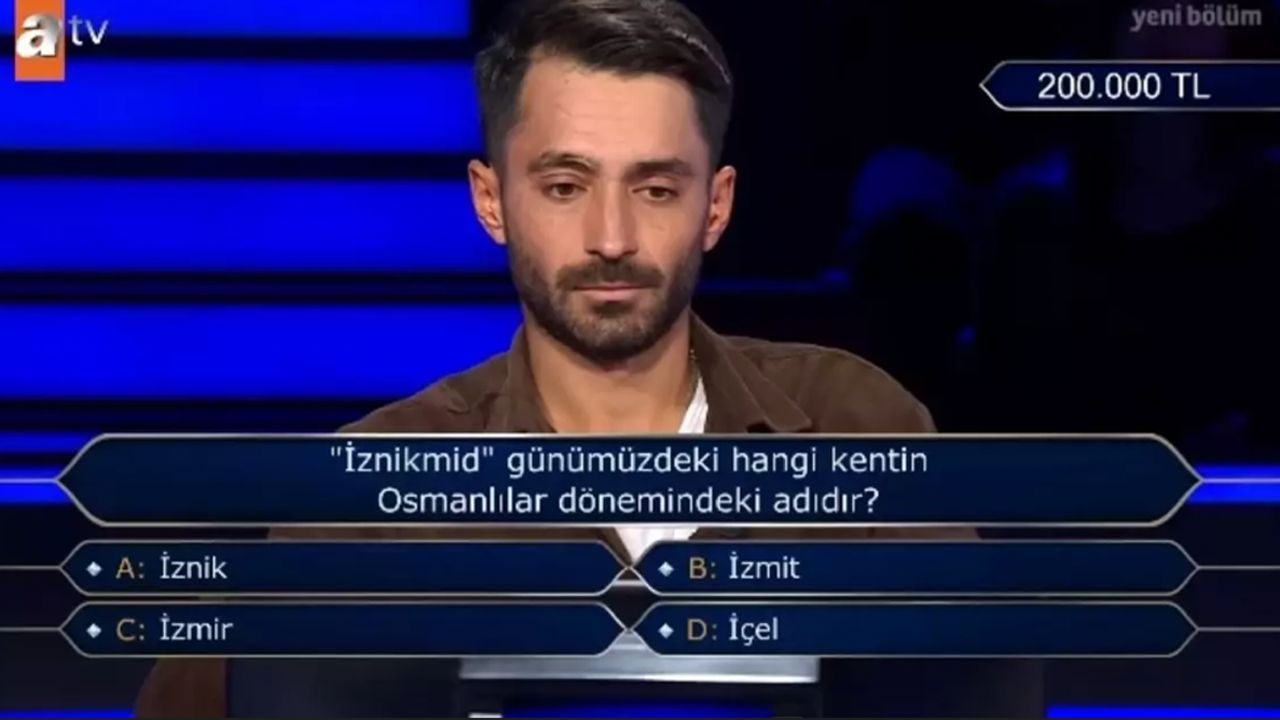 İznikmid günümüzdeki hangi kentin Osmanlılar dönemindeki adıdır? Kim Milyoner Olmak İster'de soruldu İznikmid günümüzdeki hangi kentin Osmanlılar dönemindeki adıdır? Kim Milyoner Olmak İster'de soruldu