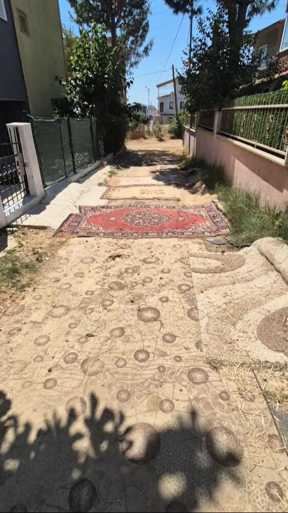 Tekirdağ'da yollara halı serdiler! Belediyeye tepki yağıyor: Başka çare kalmadı - 4. Resim