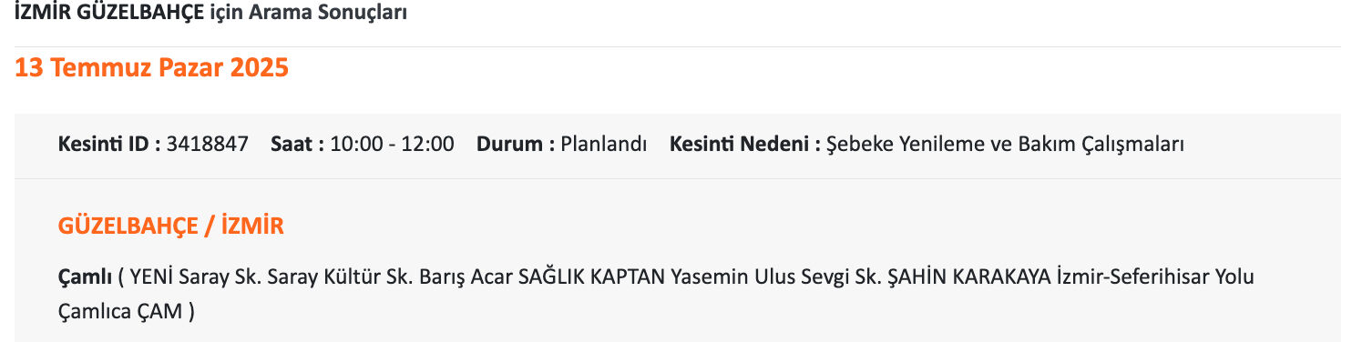 14 Temmuz İzmir elektrik kesinti listesi! GDZ Elektrik elektrik uyardı, İzmir'de elektrikler ne zaman gelecek, saat kaçta? - 11. Resim