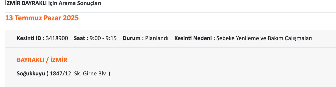 14 Temmuz İzmir elektrik kesinti listesi! GDZ Elektrik elektrik uyardı, İzmir'de elektrikler ne zaman gelecek, saat kaçta? - 5. Resim