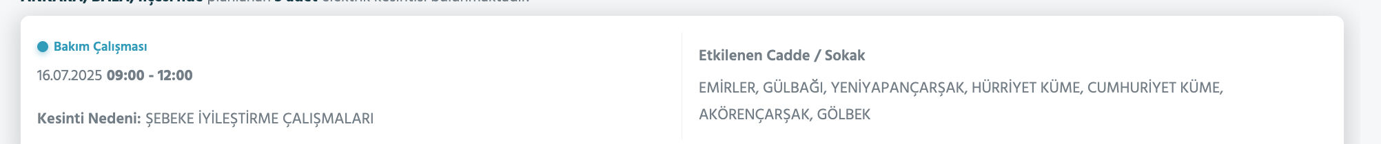 Ankara elektrik kesintisi sorgulama listesi! 14-15 Temmuz'da elektrikler ne zaman gelecek? - 14. Resim