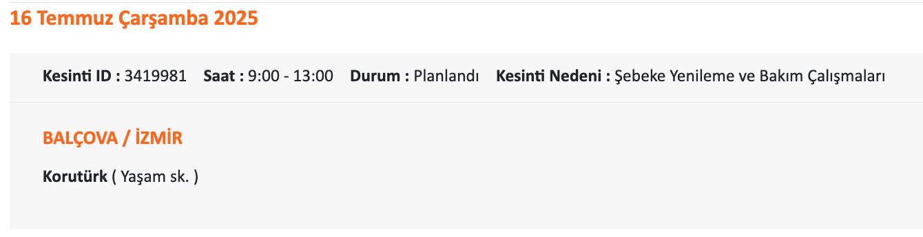 16 Temmuz Gediz Elektrik kesintisi sorgulama! İzmir'de elektrikler ne zaman gelecek? - 4. Resim
