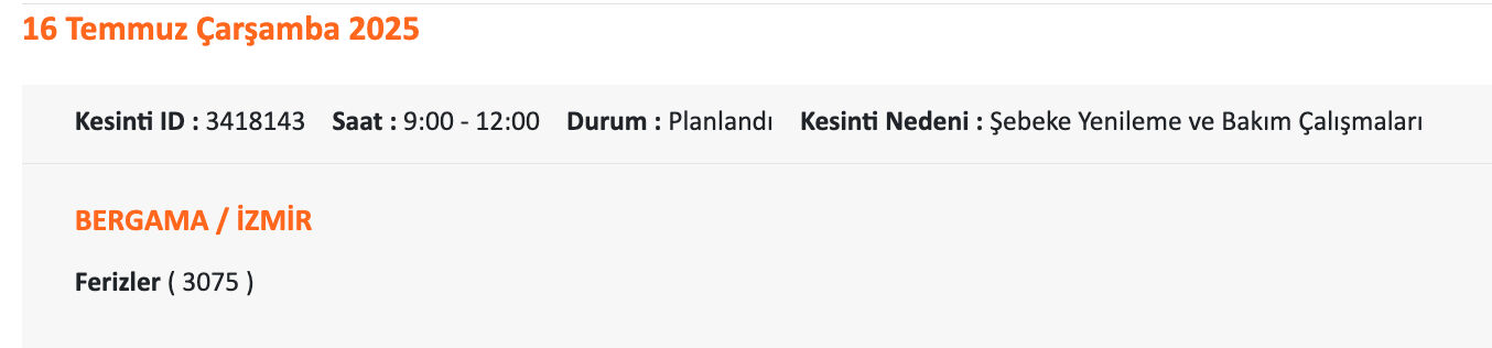 16 Temmuz Gediz Elektrik kesintisi sorgulama! İzmir'de elektrikler ne zaman gelecek? - 6. Resim