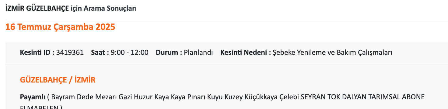 16 Temmuz Gediz Elektrik kesintisi sorgulama! İzmir'de elektrikler ne zaman gelecek? - 12. Resim