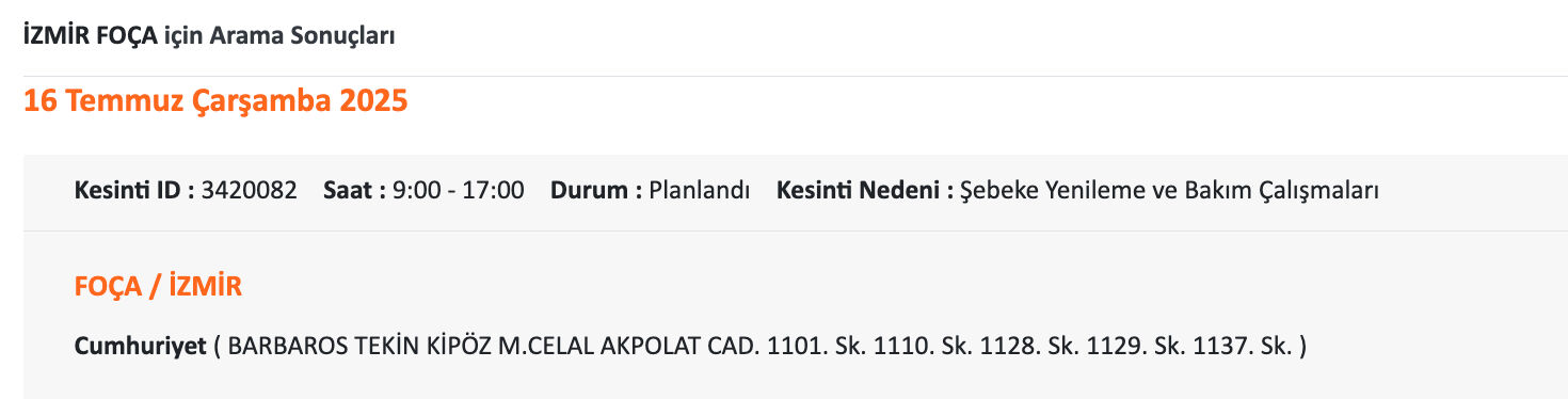 16 Temmuz Gediz Elektrik kesintisi sorgulama! İzmir'de elektrikler ne zaman gelecek? - 11. Resim