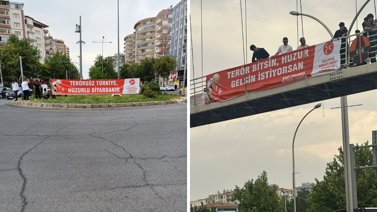 Diyarbakır'da dikkat çeken MHP pankartları! Her yere astılar - 1. Resim
