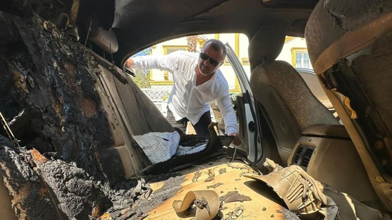 İş adamının lüks aracını kundaklayıp görüntüsünü çektiler!