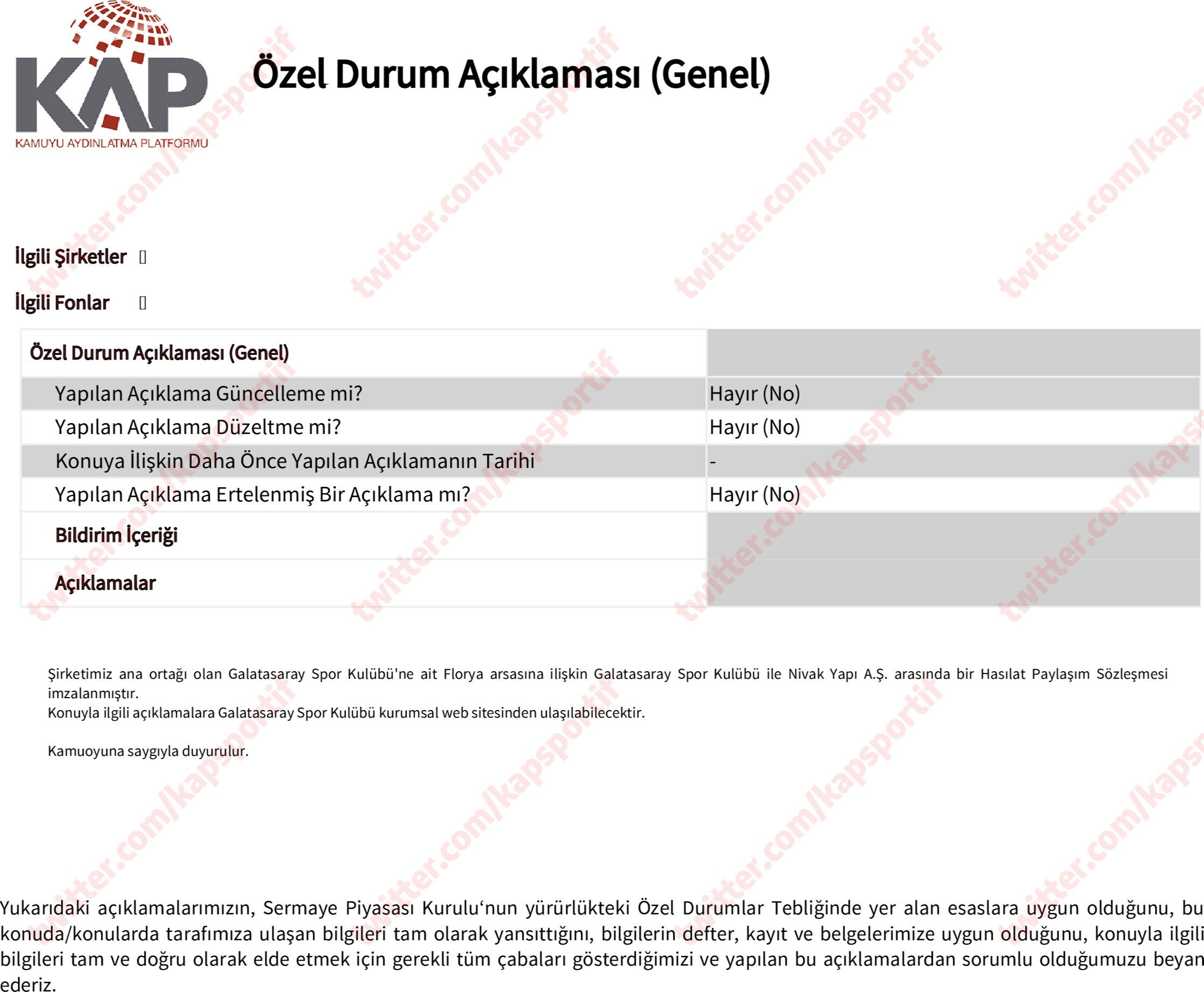Galatasaray'dan KAP'a Florya bildirimi! İmzalar atıldı Galatasaray'dan KAP'a Florya bildirimi! İmzalar atıldı - 1. Resim